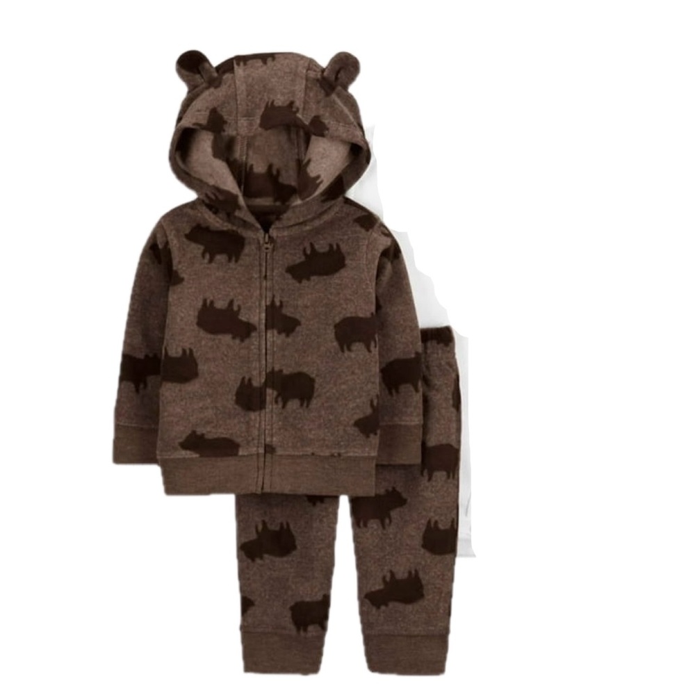 Carter's Child of Mine Baby Boy Hooded Fleece Cardigan and Fleece Pant set